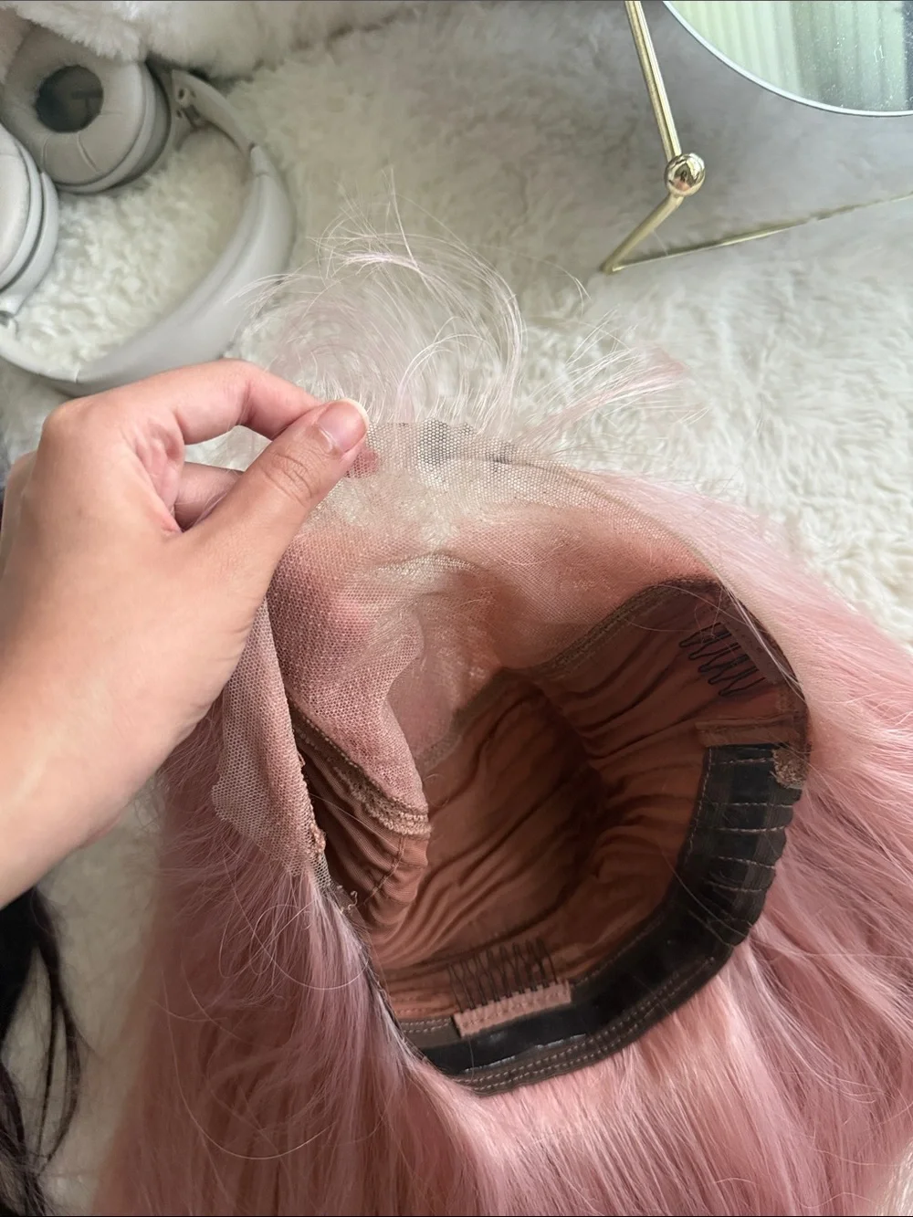 Pink Wig 13x6 Glueless HD Lace Front Wig 26 inches light pastel mauve rose